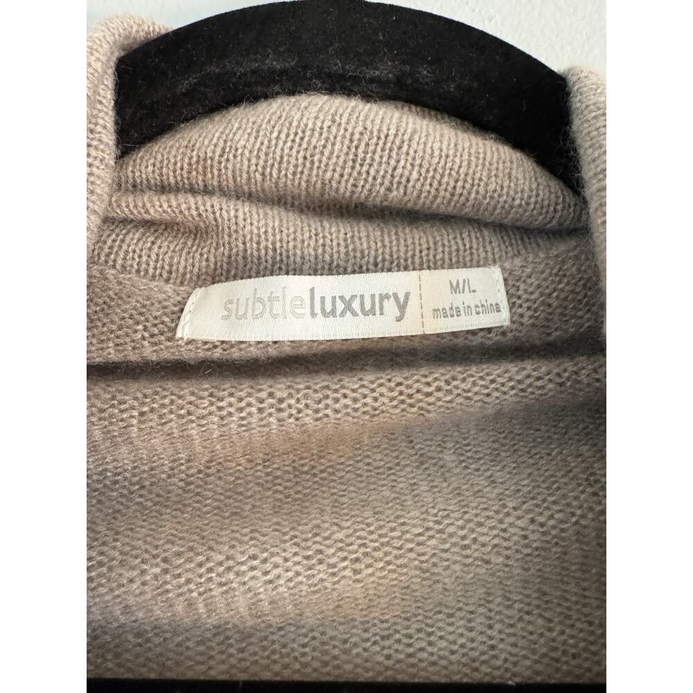 Subtle Luxury Cashmere Longline Cardigan Sweater Size Medium Large Beige - Picture 4 of 5